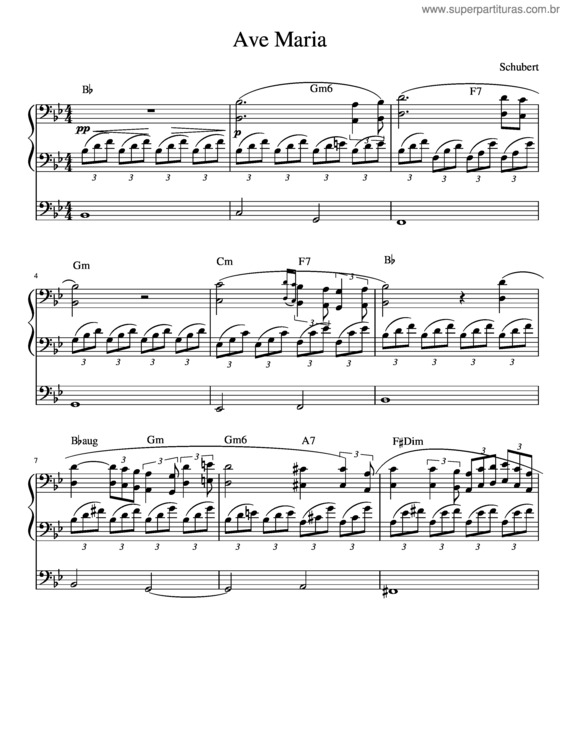 Partitura da música Ave Maria v.154