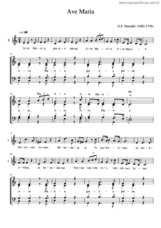 Partitura da música Ave Maria v.157