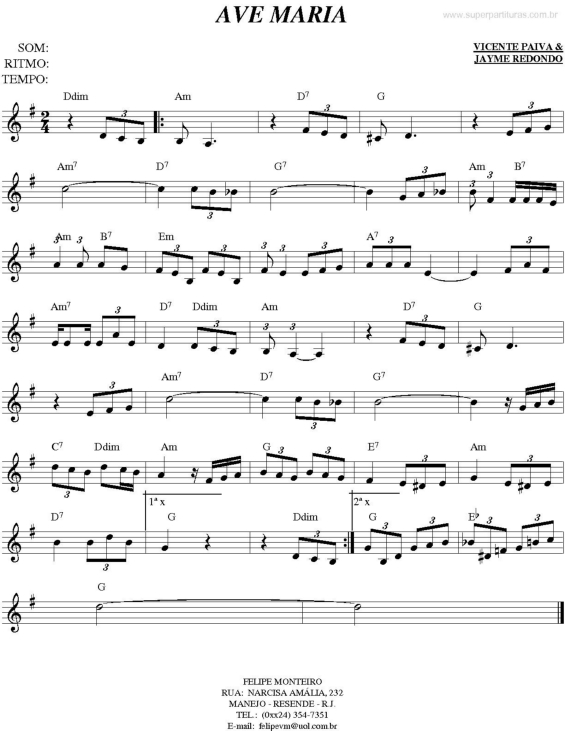 Partitura da música Ave Maria v.16