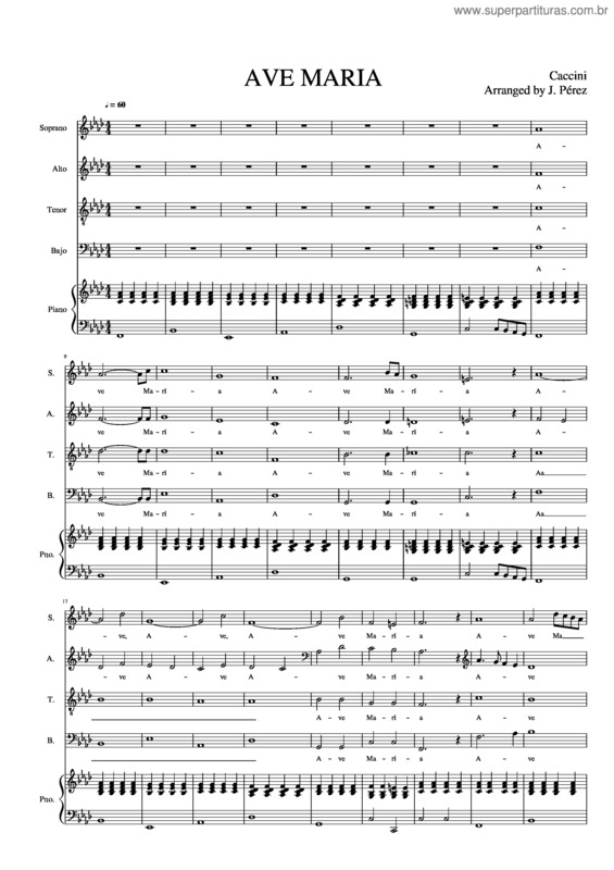 Partitura da música Ave Maria v.160