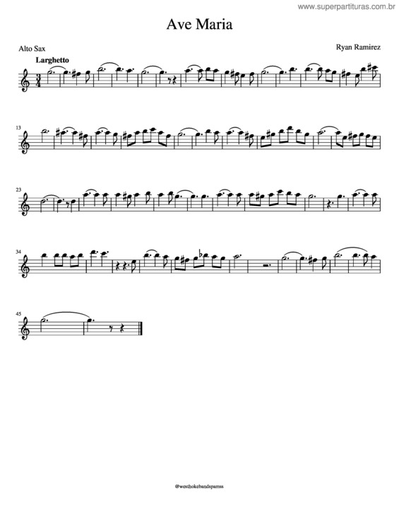 Partitura da música Ave Maria v.165