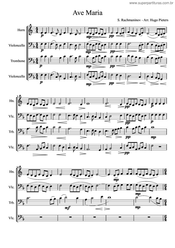 Partitura da música Ave Maria v.168