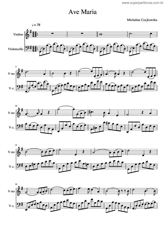 Partitura da música Ave Maria v.170