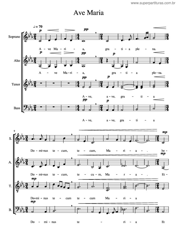 Partitura da música Ave Maria v.174