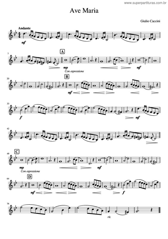 Partitura da música Ave Maria v.178