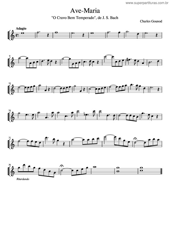 Partitura da música Ave–Maria v.182