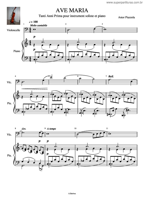 Partitura da música Ave Maria v.183