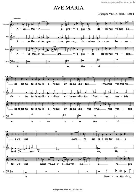 Partitura da música Ave Maria v.185