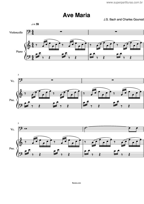 Partitura da música Ave Maria v.186