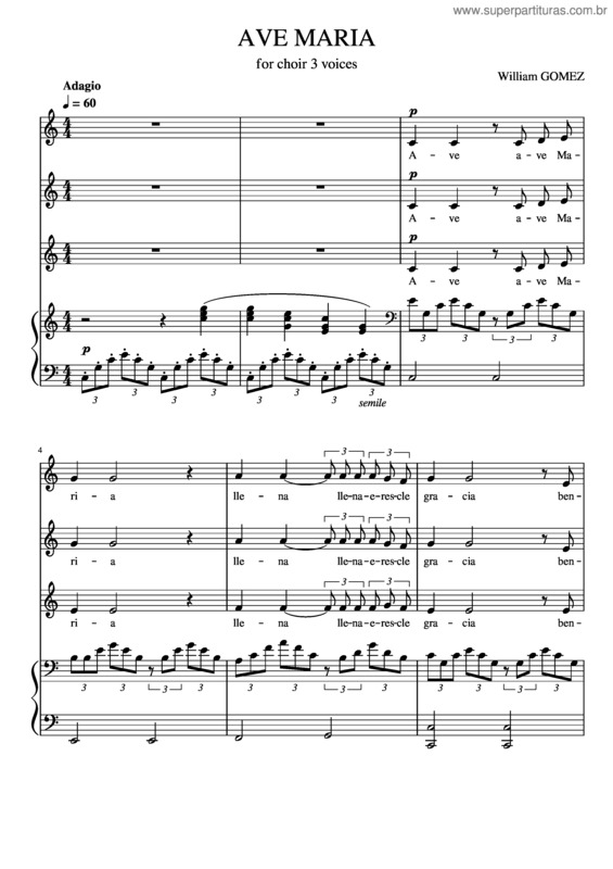 Partitura da música Ave Maria v.189