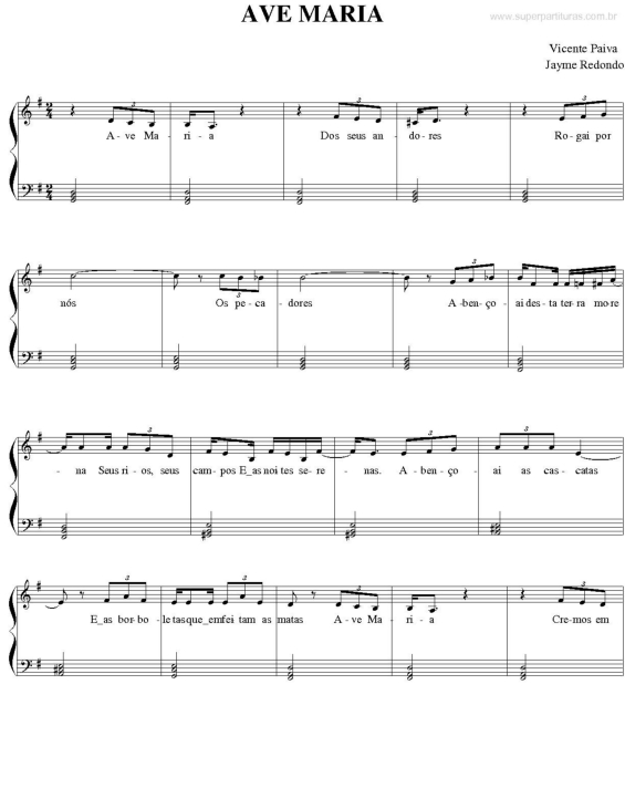 Partitura da música Ave Maria v.19