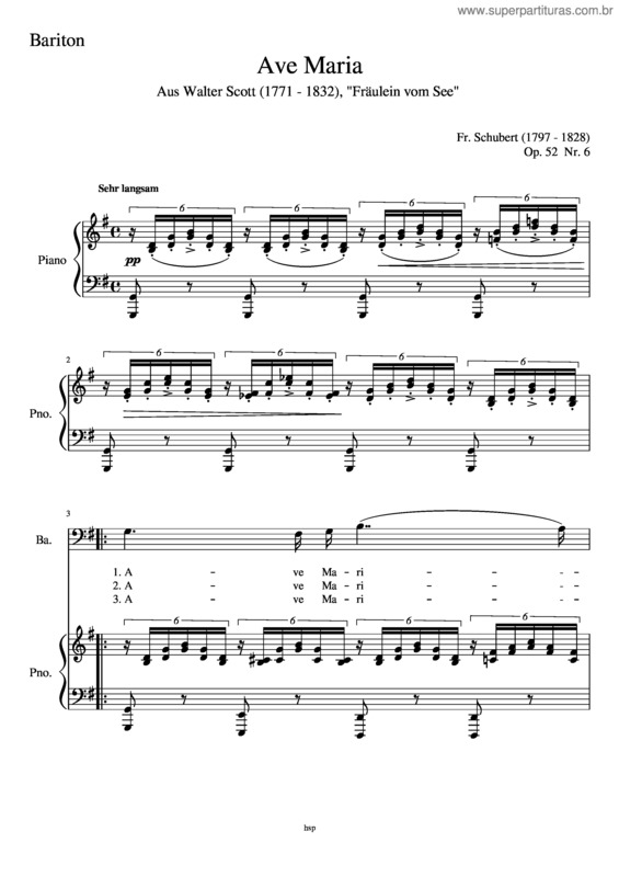 Partitura da música Ave Maria v.192
