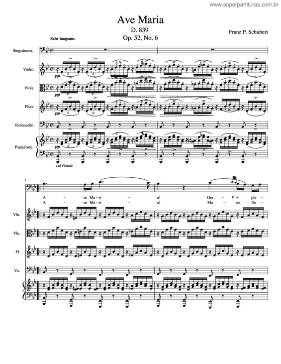 Partitura da música Ave Maria v.197
