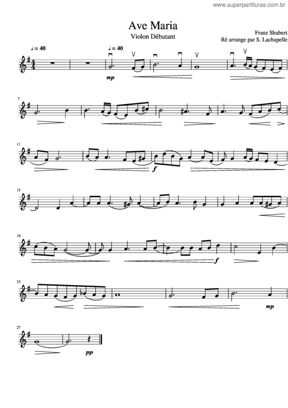 Partitura da música Ave Maria v.198
