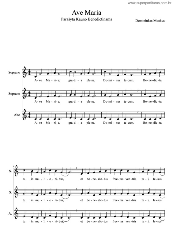Partitura da música Ave Maria v.199