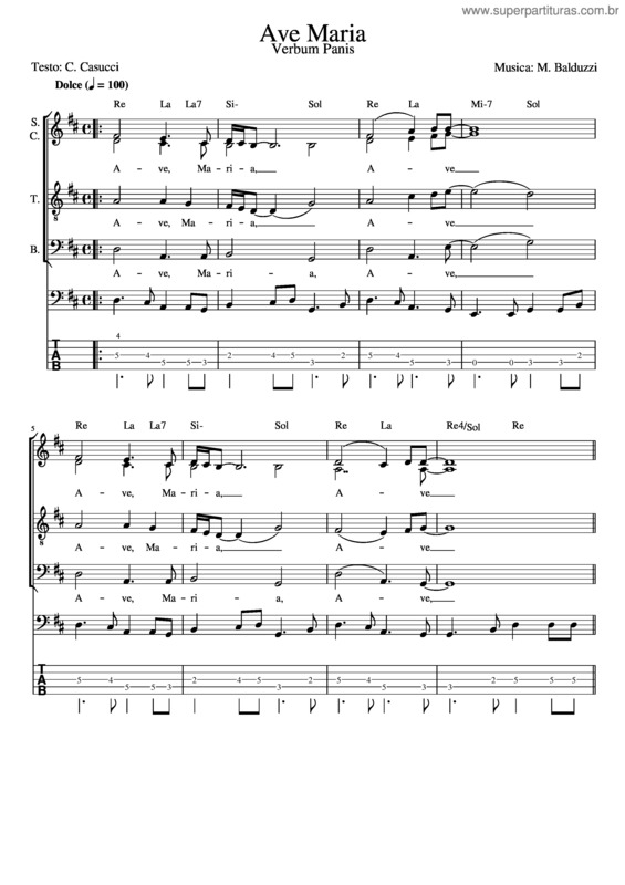 Partitura da música Ave Maria v.201