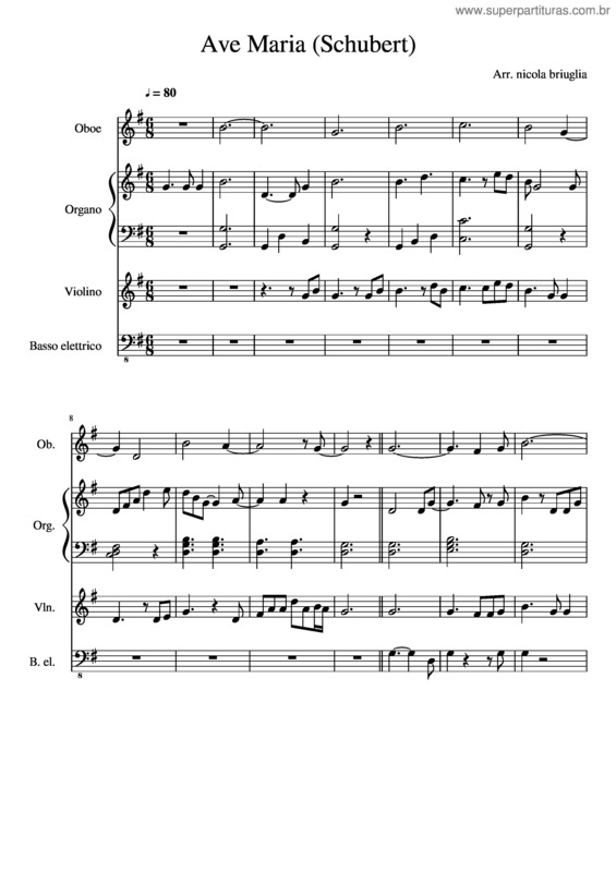 Partitura da música Ave Maria v.203
