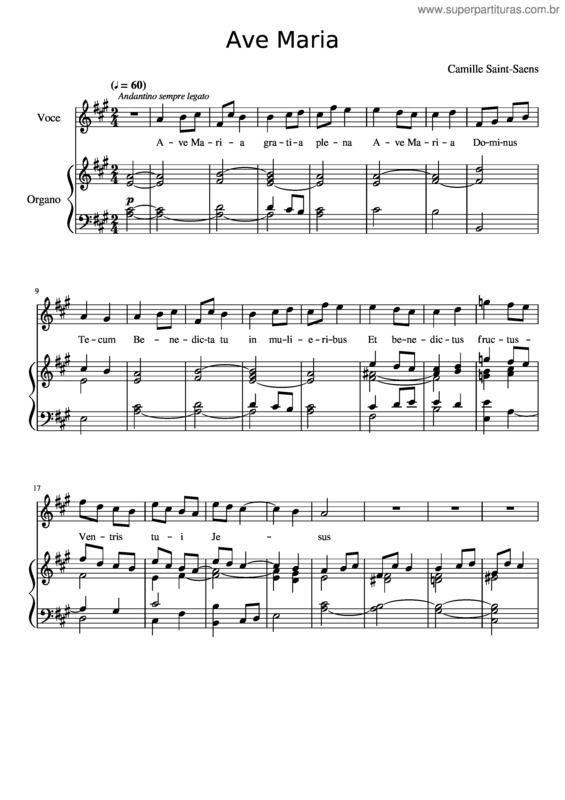 Partitura da música Ave Maria v.204
