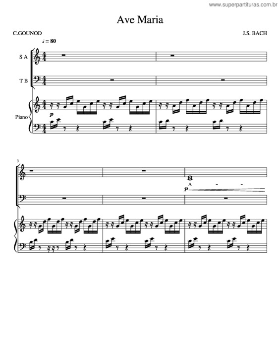 Partitura da música Ave Maria v.205