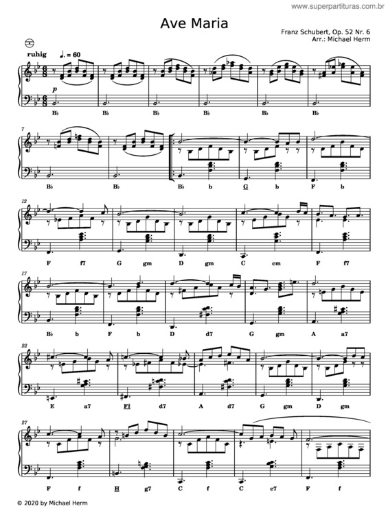 Partitura da música Ave Maria v.206