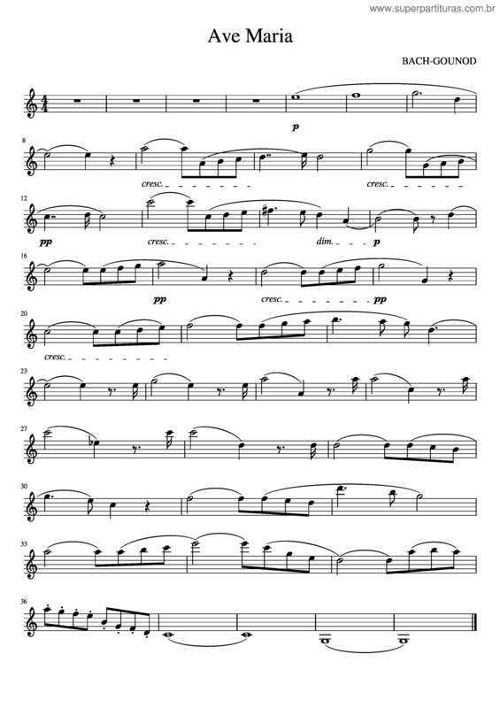 Partitura da música Ave Maria v.208