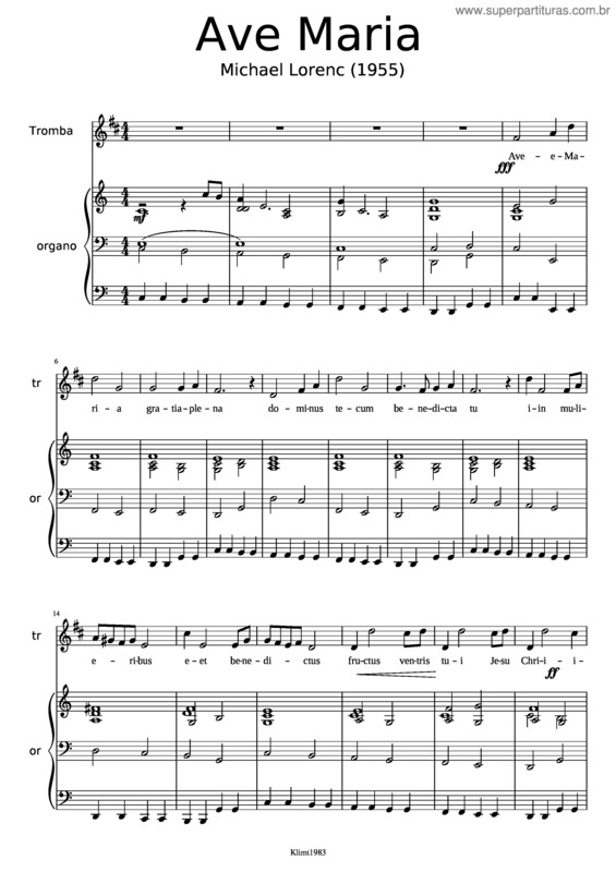 Partitura da música Ave Maria v.216