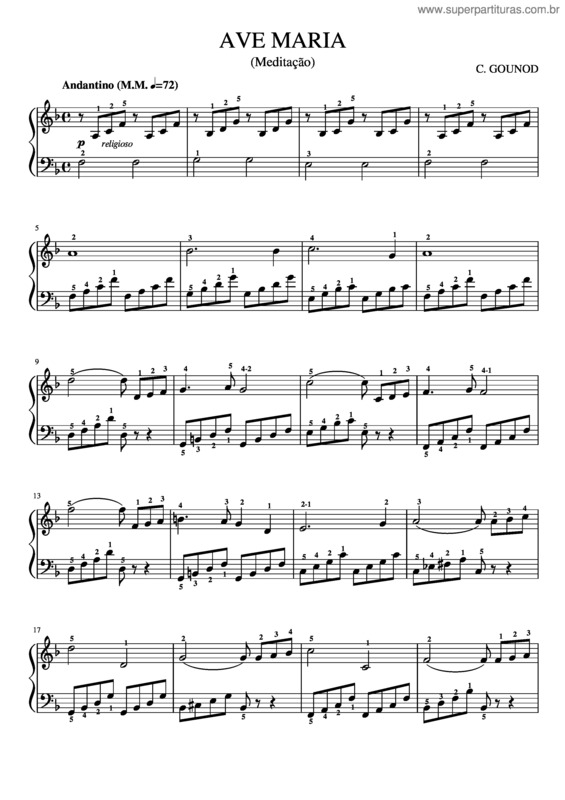 Partitura da música Ave Maria v.217