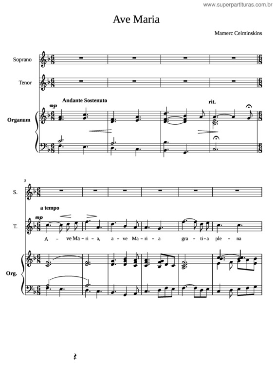 Partitura da música Ave Maria v.224