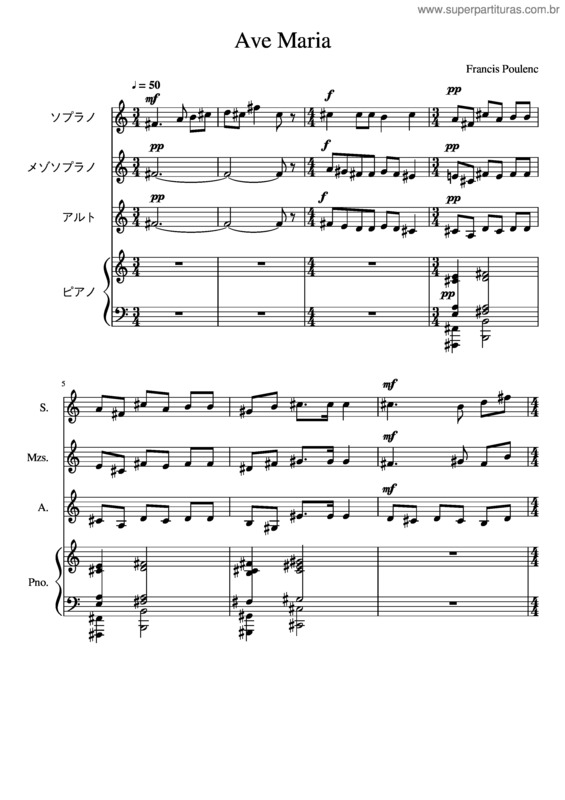 Partitura da música Ave Maria v.229