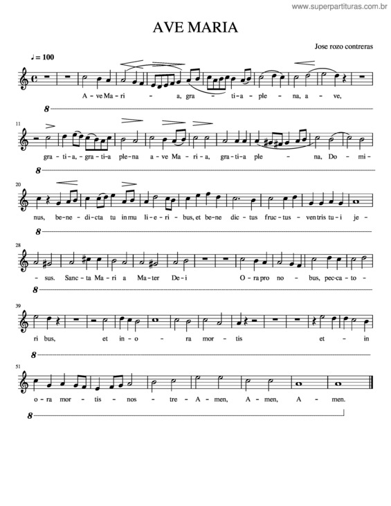 Partitura da música Ave Maria v.234