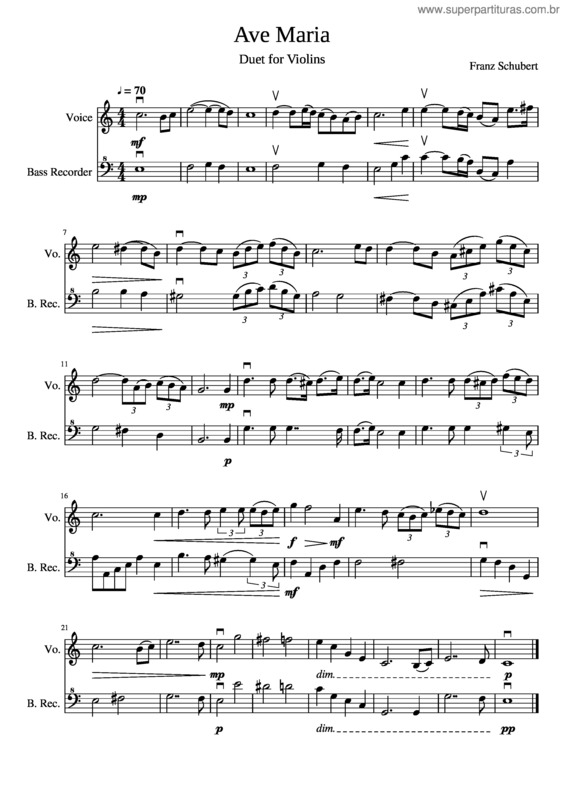 Partitura da música Ave Maria v.244