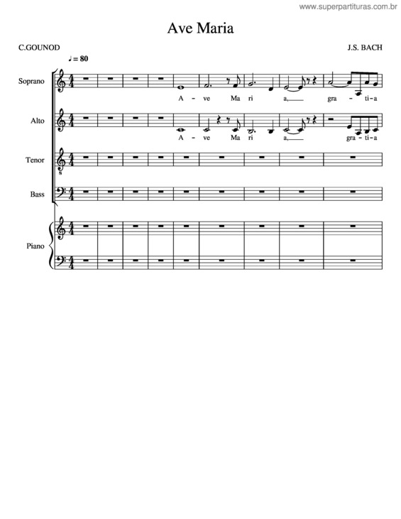 Partitura da música Ave Maria v.247