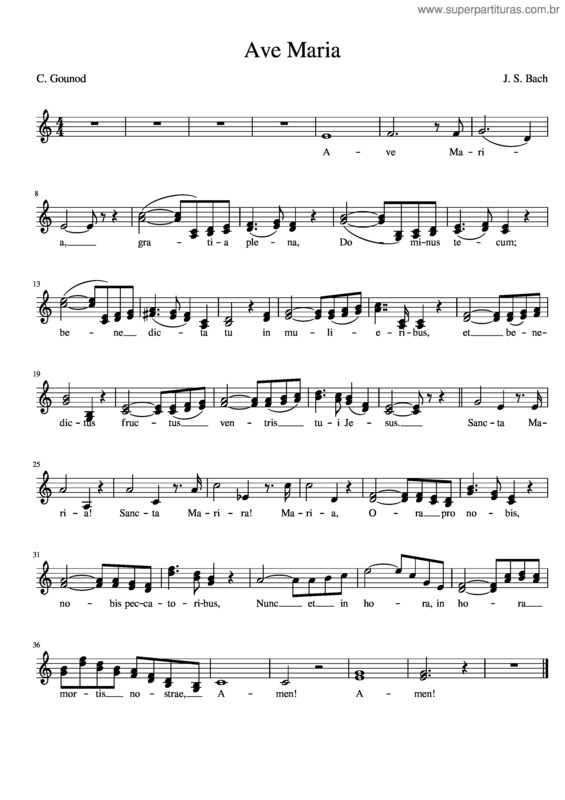 Partitura da música Ave Maria v.251