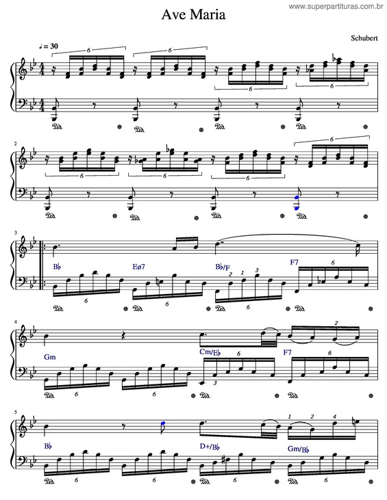 Partitura da música Ave Maria v.252