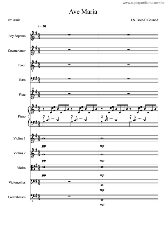 Partitura da música Ave Maria v.255