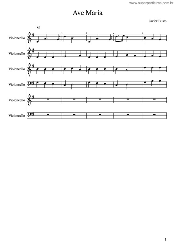 Partitura da música Ave Maria v.262