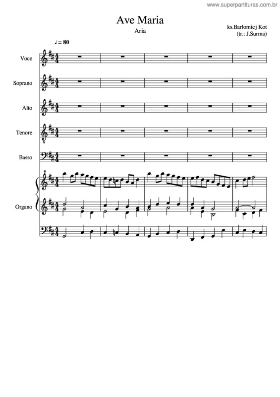 Partitura da música Ave Maria v.265