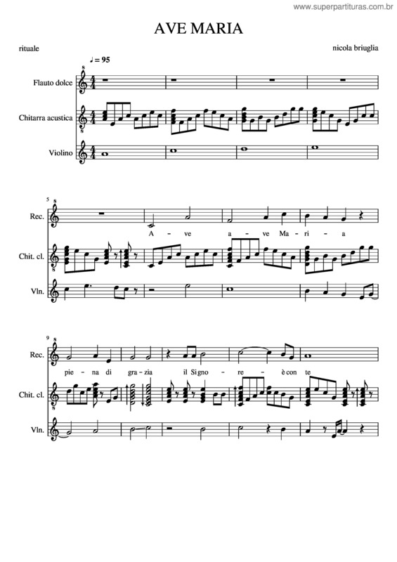 Partitura da música Ave Maria v.271