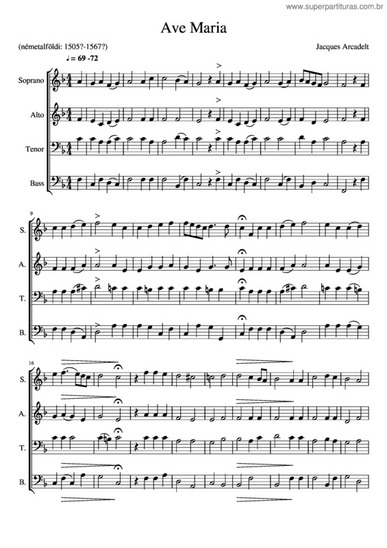 Partitura da música Ave Maria v.272