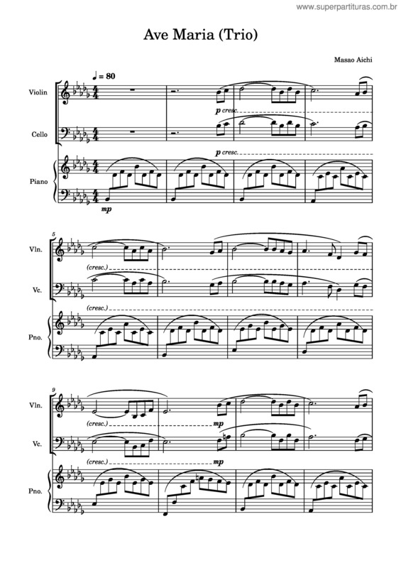 Partitura da música Ave Maria v.274