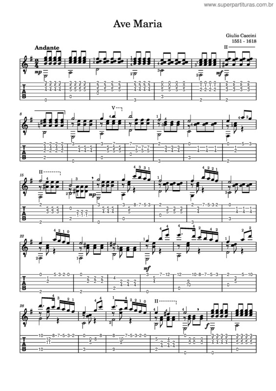Partitura da música Ave Maria v.276