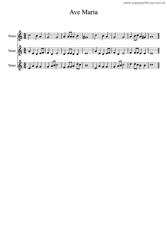 Partitura da música Ave Maria v.278