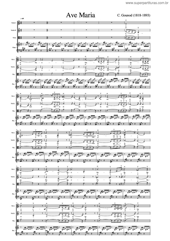 Partitura da música Ave Maria v.279