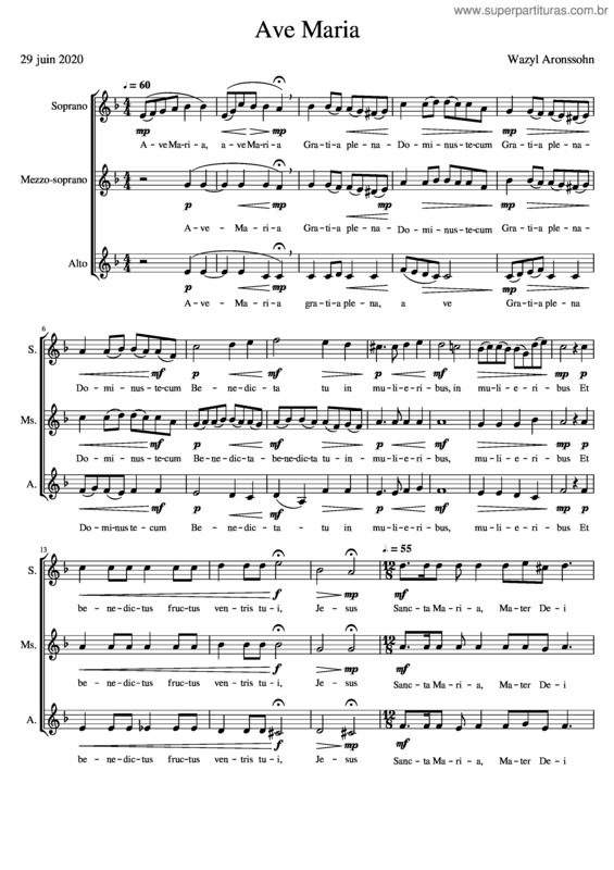 Partitura da música Ave Maria v.283