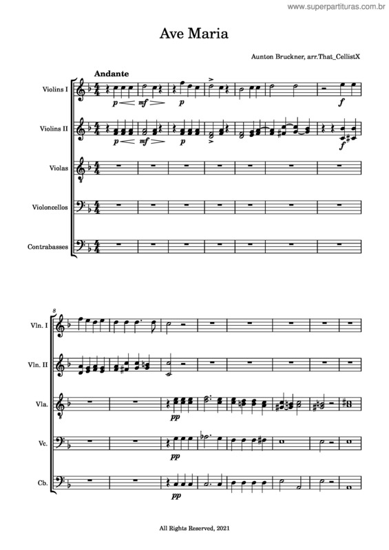 Partitura da música Ave Maria v.284
