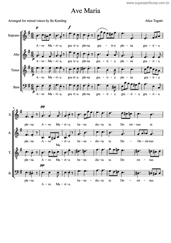 Partitura da música Ave Maria v.287