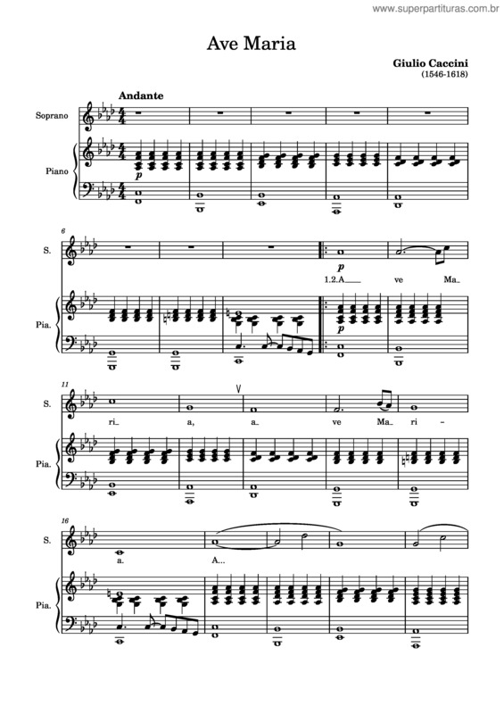 Partitura da música Ave Maria v.290