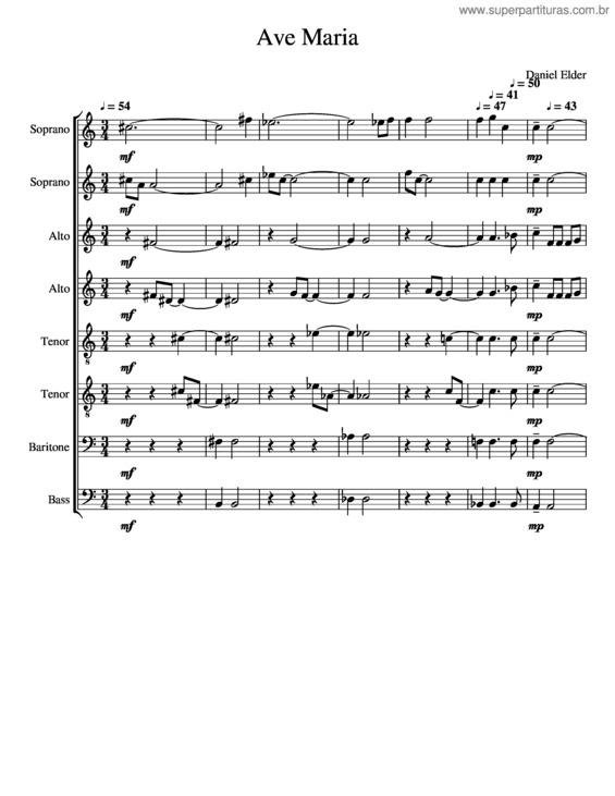 Partitura da música Ave Maria v.294