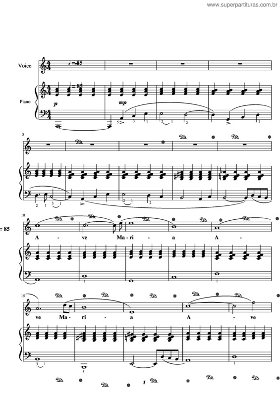 Partitura da música Ave Maria v.295