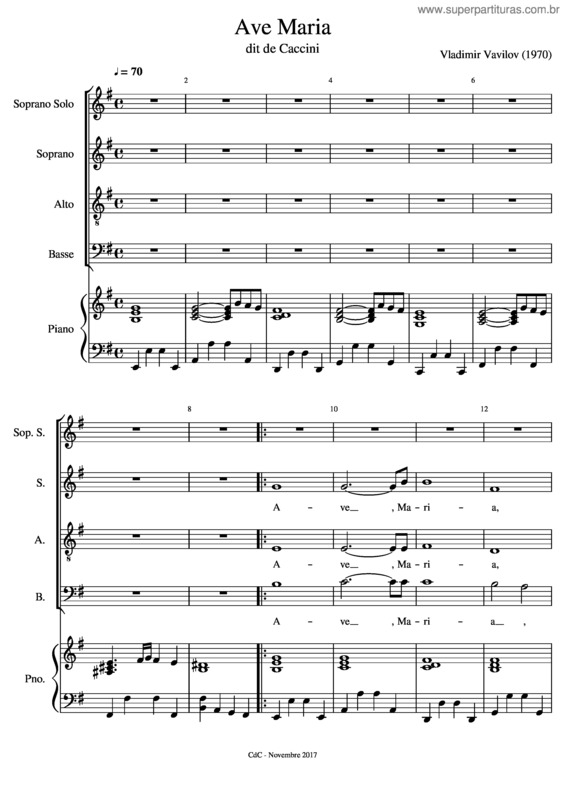 Partitura da música Ave Maria v.297